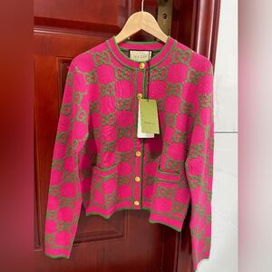 Gucci GG crew neck cardigan sweater
